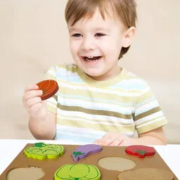 Wembley Toys Kids Vegetables Wooden Puzzle Tray Board Educational Board-picture-0
