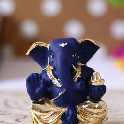 eCraftIndia Blue & Gold Toned Handcrafted Appu Ganesha Decorative Showpiece-image-29