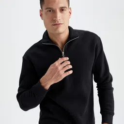 DeFacto Men Solid Black Sweatshirt-image-95