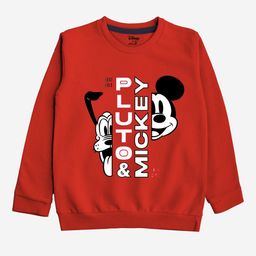 Minicult Unisex Kids Red Printed Cotton Sweatshirt-10