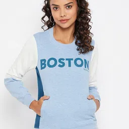 Duke Women Blue Printed Typography  Sweatshirt-image-13