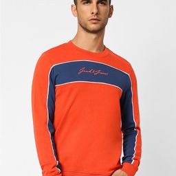 Jack & Jones Men Orange Printed Cotton Sweatshirt-image-59