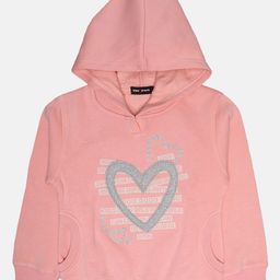 TRE&PASS Girls Peach-colored Winter Self-Design Sweatshirt-image-92
