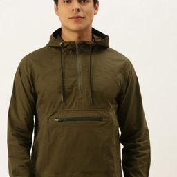 Campus Sutra Men Olive Green Hooded Sweatshirt-image-55