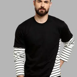 Campus Sutra Men Black Striped Sweatshirt-picture-43