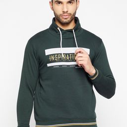 Duke Men Green Printed Fleece Sweatshirt-image-89