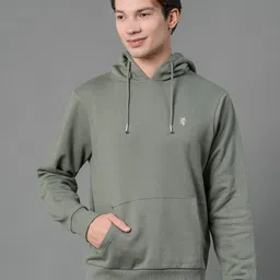 Red Tape Men Olive Green Solid Hooded Sweatshirt-image-98