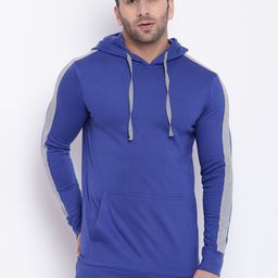 GRITSTONES Men Blue Colourblocked Hooded Sweatshirt-image-61