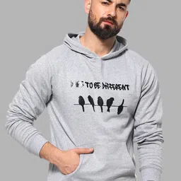 Campus Sutra Men Grey Printed Hooded Sweatshirt-image-14