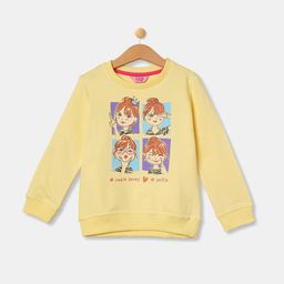 R&B Girls Yellow Printed Cotton Sweatshirt-image-72