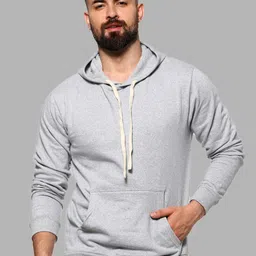 Campus Sutra Men Grey Hooded Cotton Sweatshirt-picture-20