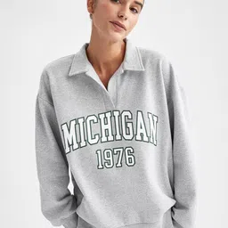 DeFacto Women Grey Printed Sweatshirt-image-98