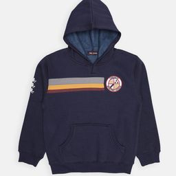 TREPASS Boys Navy Blue Self Design Hooded Sweatshirt-image-0