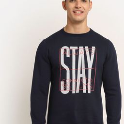Rodamo Men Navy Blue Printed Fleece Sweatshirt-image-79