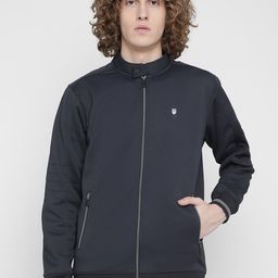 Octave Men Navy Blue Solid Fleece Sweatshirt-picture-10
