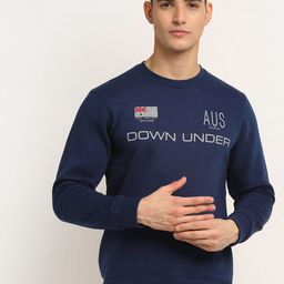 Rodamo Men Blue Fleece Printed Sweatshirt-image-35