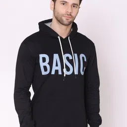Lounge Dreams Men Black Printed Cotton Hooded Sweatshirt-picture-19