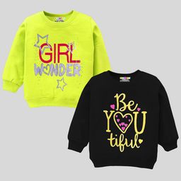 KUCHIPOO Pack Of 2 Girls Yellow Printed Sweatshirt-picture-16