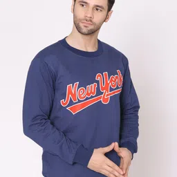 Lounge Dreams Men Navy Blue Printed Cotton Sweatshirt-picture-15