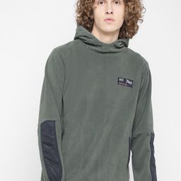 Octave Men Olive Green Hooded Fleece Sweatshirt-picture-30