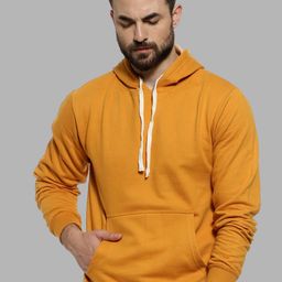 Campus Sutra Men Mustard Hooded Cotton Sweatshirt-image-73
