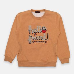 TRE&PASS Girls Camel Brown Winter Self-Design Sweatshirt-image-51