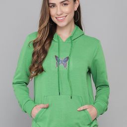 Kotty Women Green Printed Hooded Sweatshirt-image-30