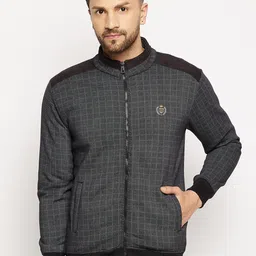 Duke Men Black Checked Fleece Sweatshirt-picture-6