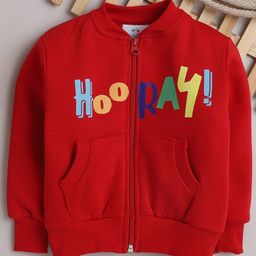 Knitting Doodles Unisex Kids Red Typography Printed Fleece Sweatshirt-image-51