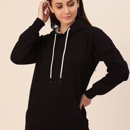 Lounge Dreams Women Black Hooded Cotton Sweatshirt-image-62