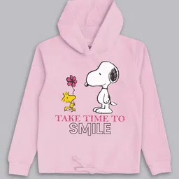 Kids Ville Girls Snoopy Pink Printed Hooded Sweatshirt-image-46
