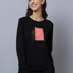 Kanvin Women Black Printed Cotton Sweatshirt-image-61
