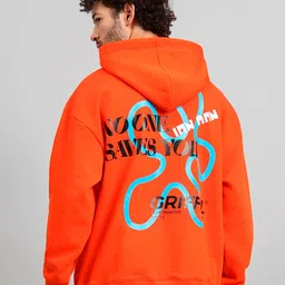 GRIFFEL Typography Printed Hooded Fleece Pullover-picture-12