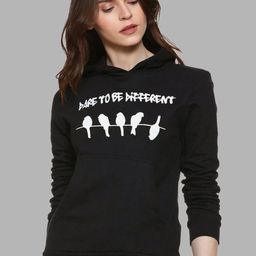 Campus Sutra Women Black Printed Hooded Cotton Sweatshirt-image-59