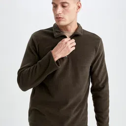 DeFacto Men Brown Solid Sweatshirt-image-12