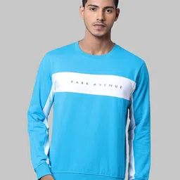 Park Avenue Men Blue & White Printed Cotton Sweatshirt-picture-25