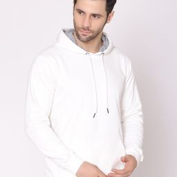 Lounge Dreams Men White Cotton Hooded Sweatshirt-image-99
