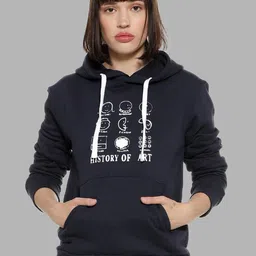 Campus Sutra Women Blue Printed Hooded Cotton Sweatshirt-picture-38