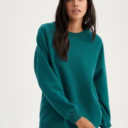 DeFacto Women Green Cotton Sweatshirt-image-92