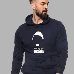 Campus Sutra Men Navy Blue Printed Hooded Cotton Sweatshirt-picture-15
