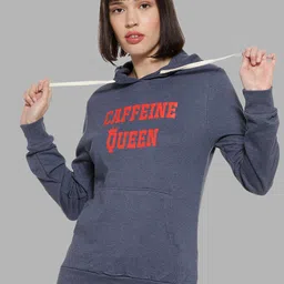Campus Sutra Women Blue Printed Hooded Sweatshirt-picture-28