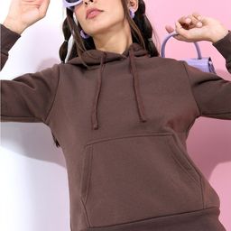Tokyo Talkies Women Brown Hooded Sweatshirt-image-86
