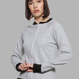 Campus Sutra Women Grey Solid Cotton Sweatshirt-image-28
