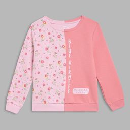 Blue Giraffe Girls Pink Colourblocked Sweatshirt-image-42