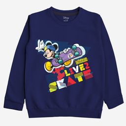 Minicult Kids Navy Blue Mickey Mouse Printed Sweatshirt-image-30