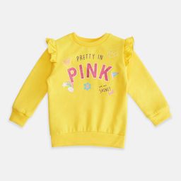 Pantaloons Baby Girls Cotton Mustard Printed Sweatshirt-image-5