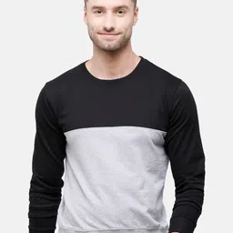 MADSTO Men Black Colourblocked Sweatshirt-picture-21