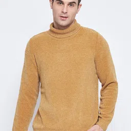 CAMLA Open Knit Self Design Turtle Neck Pullover Sweater-image-14