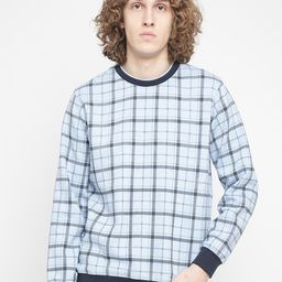 Octave Men Blue Checked Fleece Sweatshirt-picture-31