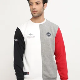 Octave Men Grey Colourblocked Fleece Sweatshirt-picture-37